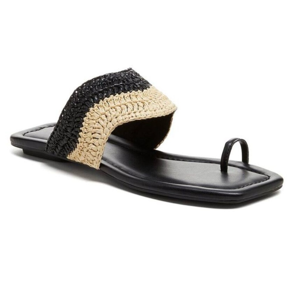 Kelsi Dagger for Anthropologie Brooklyn Theo black/white toe ring sandal, size 8
